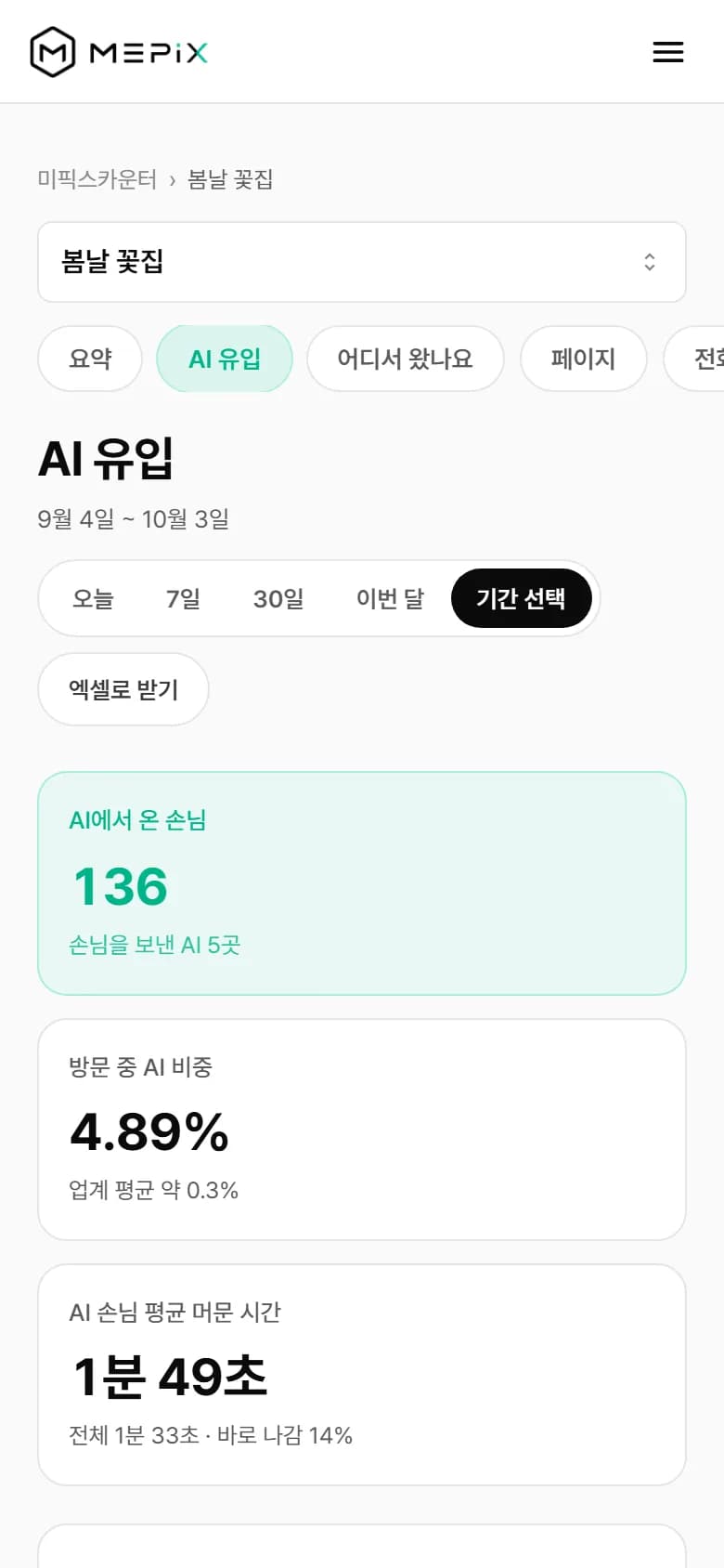 휴대폰에서 본 AI 유입 화면
